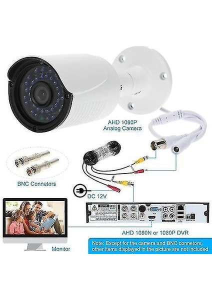 Cotier 1080 P 2.0mp Ahd Bullet Su Geçirmez Kamera 3.6mm 1/27 '' Cmos 36 Ir Leds Gece Görüş (Yurt Dışından)
