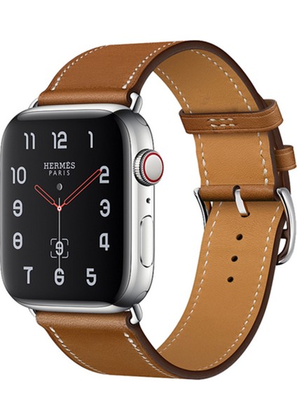 42/44/45MM Apple Watch Uyumlu 1/2/3/4/5/6/7/se Için Hakiki Deri Saat Kayışı -Açık Kahverengi (Yurt Dışından)