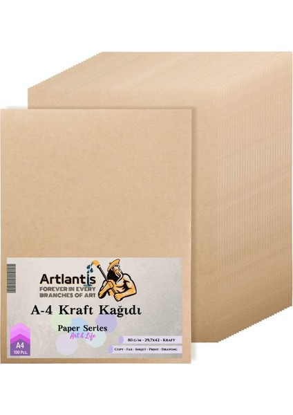 A4 Kraft Kağıt 80 gr 100 Adet Artlantis Kraft Saman Kağıt 100 Adet
