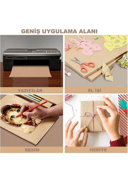 A4 Kraft Kağıt 80 gr 100 Adet Artlantis Kraft Saman Kağıt 100 Adet