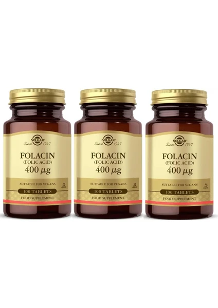 Folic Acid 400 Mcg 100 Tablet 3 Adet