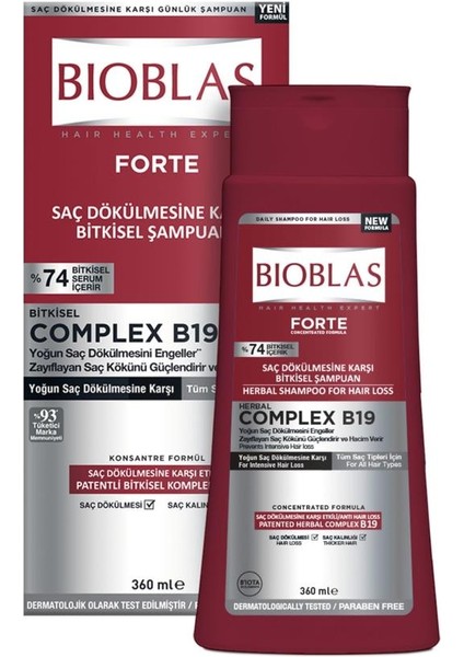 Forte Dökülme Önleyici Şampuan 360 ml %74 Bitkisel Serum Içerir