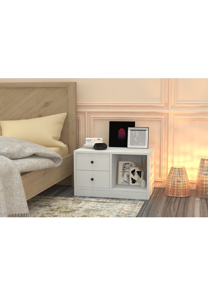 Çekmeceli Rafli Komodin Beyaz 65 cm KMD-1002-Ç modelleri