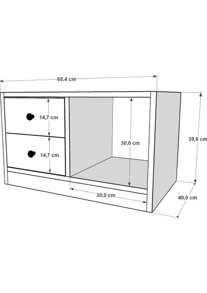 Çekmeceli Rafli Komodin Beyaz 65 cm KMD-1002-Ç indirimleri