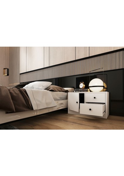 Dolapli Çekmeceli Komodin Beyaz 65 cm KMD-1004-Ç fiyatları