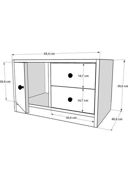 Dolapli Çekmeceli Komodin Beyaz 65 cm KMD-1004-Ç indirimleri