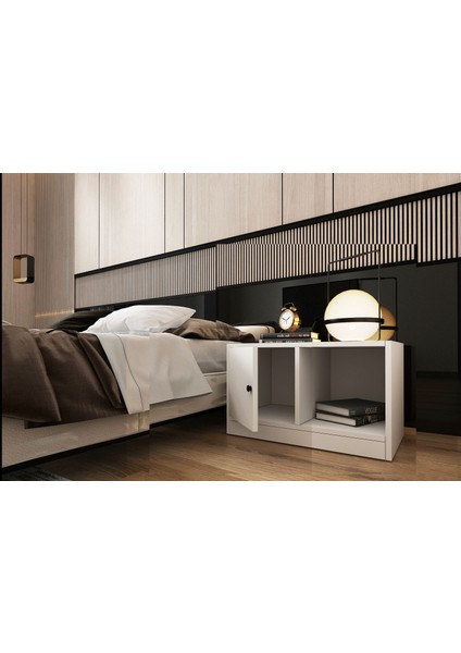 Dolapli Rafli Komodin Beyaz 65 cm KMD-1005-Ç fiyatları