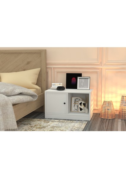 Dolapli Rafli Komodin Beyaz 65 cm KMD-1005-Ç modelleri