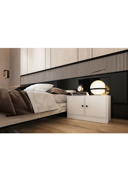 Dolapli Komodin Beyaz 65 cm KMD-1006-Ç