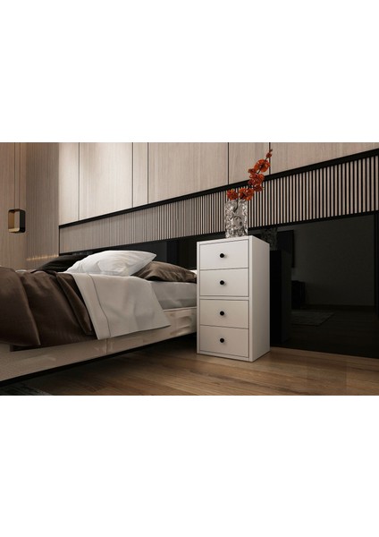 Çekmeceli Komodin Beyaz 35 cm KMD-1018-Ç