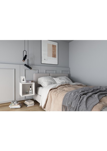 Tek Rafli Duvar Komodini Beyaz 35 cm KMD-1022