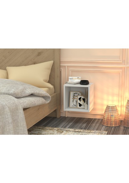 Tek Rafli Duvar Komodini Beyaz 35 cm KMD-1022 fiyatları