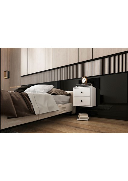 Çekmeceli Duvar Komodini Beyaz 35 cm KMD-1024-Ç