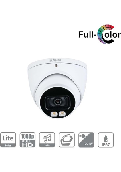 DH-HAC-HDW1209TQP-A-LED 2mp Full Color Sesli Dome Kamera