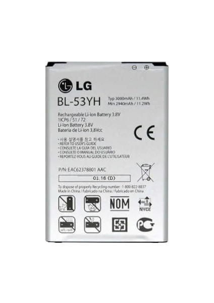 Lg G3 Batarya Pil BL-53YH