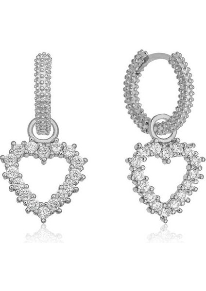 Gümüş Halka Kalp Kadın Küpe