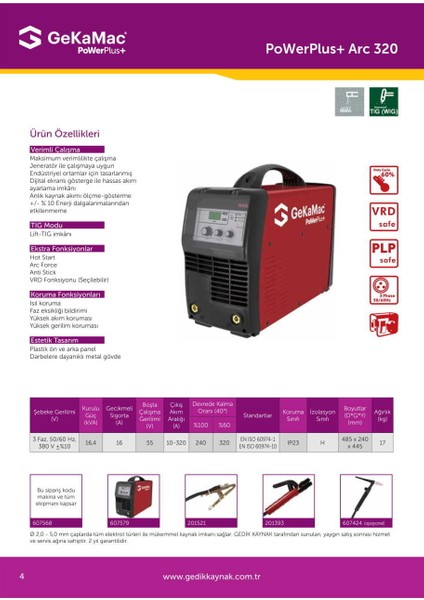 Gekamac Power Plus Arc 320 Inverter Kaynak Makinesi fiyatları