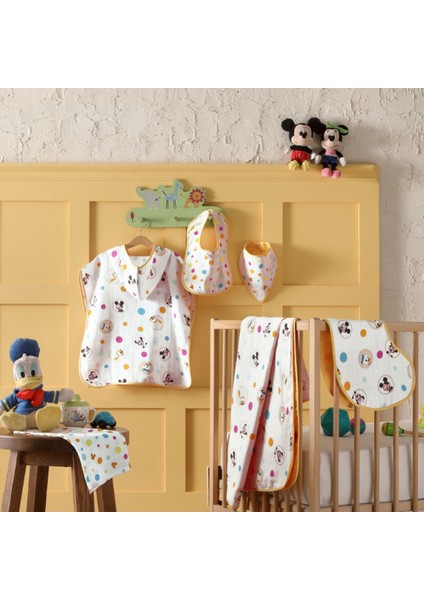 Lisanslı Disney Mickey Pamuk 30x25 cm 3' lü Müslin Önlük
