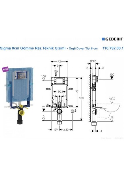 Geberıt Sigma Gömme Rezervuar, Ince, Kombifix 110.792.00.1