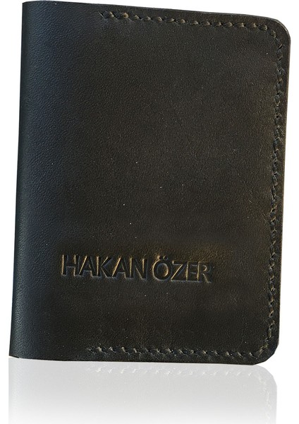 Hakiki Deri Siyah Ruhsat Kabı - Isme Özel