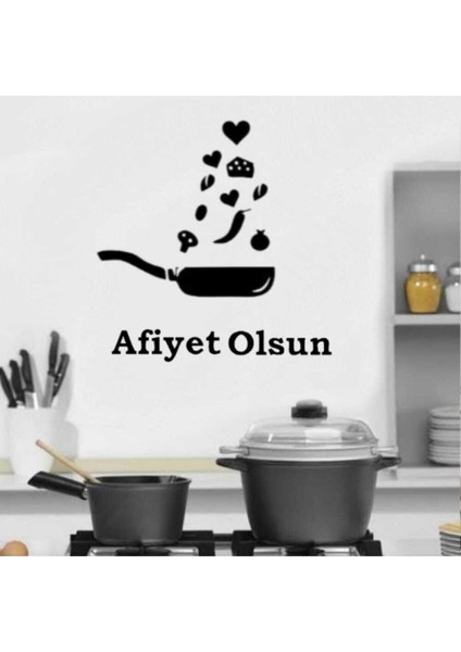 Siyah Dekoratif Tava Mutfak Süsü (Afiyet Olsun)