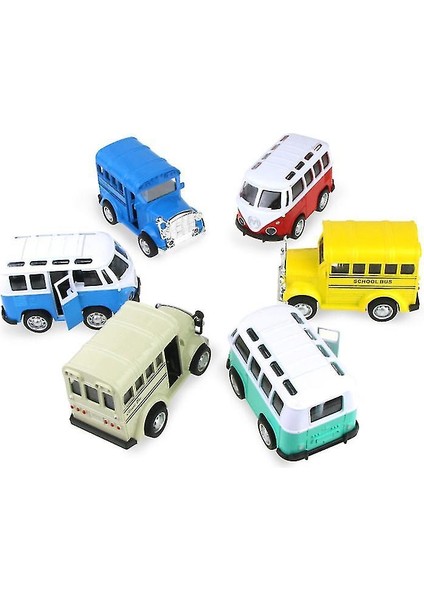 Lbq-Mini Sürgülü Alaşımlı Otobüs ve Okul Otobüsünü Geri Çekin, Simülasyon Araba Modeli (Sarı) (Yurt Dışından)