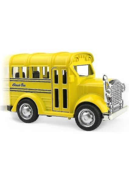 Lbq-Mini Sürgülü Alaşımlı Otobüs ve Okul Otobüsünü Geri Çekin, Simülasyon Araba Modeli (Sarı) (Yurt Dışından)