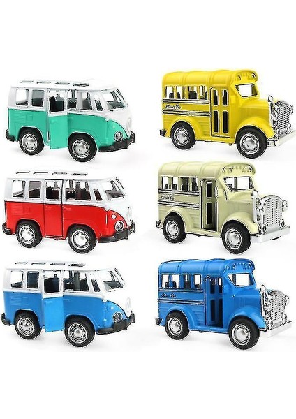 Lbq-Mini Sürgülü Alaşımlı Otobüs ve Okul Otobüsünü Geri Çekin, Simülasyon Araba Modeli (Sarı) (Yurt Dışından)