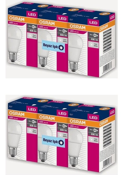 LED Value 6'lı Ampul Beyaz Işık 8.5 W 60 Watt