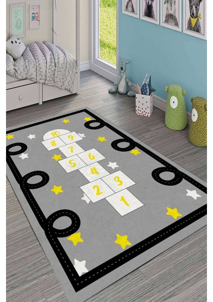 Seksek Çocuk Halısı Makinada Yıkanabilir Kaymaz Dot Taban CP749
