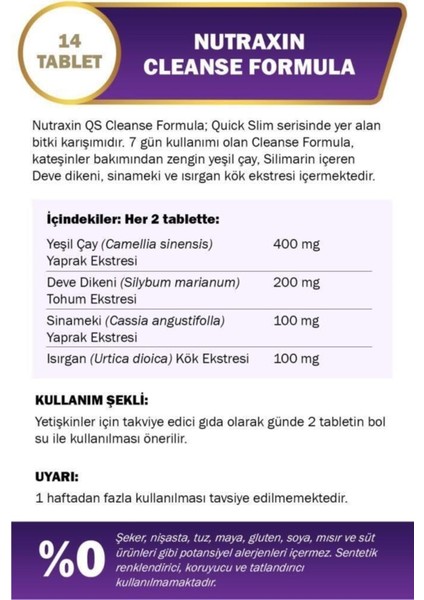 Quick Slim Cleanse Formula 7 Detox 14 Tablet fiyatları