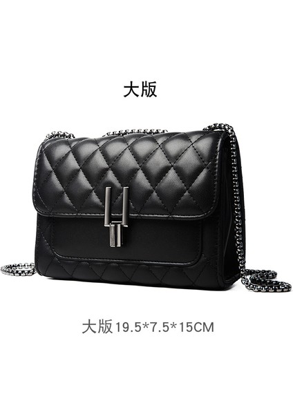 Kadın Siyah Zincirli Kapitone El ve Omuz Çanta (Yurt Dışından)