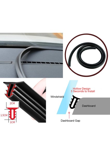 BDP1113 Universal Araç Ön Cam Göğüs Ses Boşluk Sızdırmazlık Yalıtım Şerit Contası 160 cm Uzunluk fiyatları