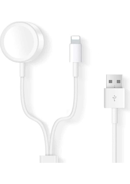 Apple Watch Uyumlu Se 40 mm 2in1 Manyetik Şarj Aygıtı + Lightning USB Kablo
