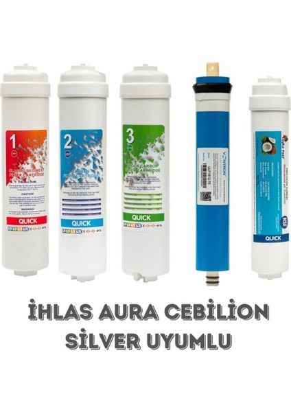 Aura Cebilon Silver Su Arıtma Cihazı Uyumlu 5li Filtre Set