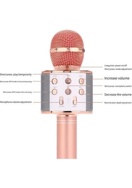 3C Store Bluetooth Uyumlu Kablosuz Mikrofon Ev Karaoke Mikrofonları Hoparlör El Tipi Müzik Çalar Şarkı Söyleyen Kaydedici Ktv (Yurt Dışından)