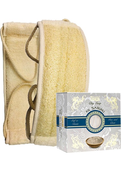 Kabak Lifi Kese Uzun Sırt Tipi Ipli + Kil Banyo Sabunu