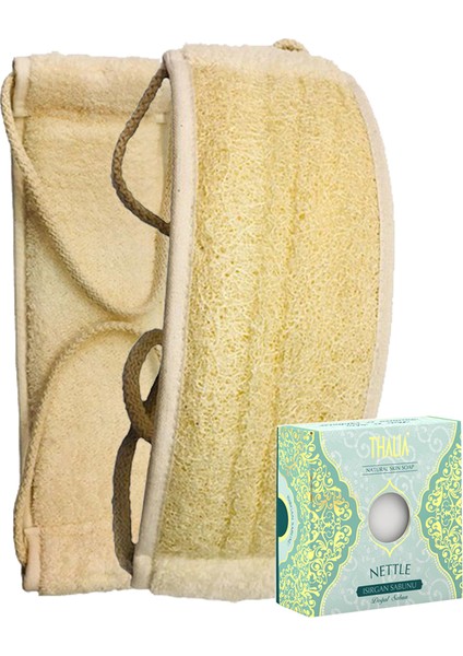 Kabak Lifi Kese Uzun Sırt Tipi Ipli + Isırgan Banyo Sabunu