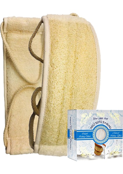 Kabak Lifi Kese Uzun Sırt Tipi Ipli + Keçi Sütü Banyo Sabunu