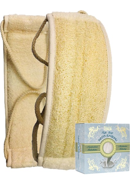 Kabak Lifi Kese Uzun Sırt Tipi Ipli + Kefir Banyo Sabunu