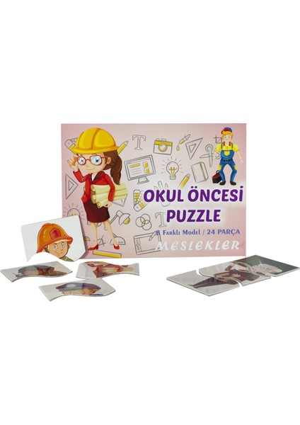 Okul Öncesi Meslekler 8 Farklı Model 24 Parçalı Puzzle