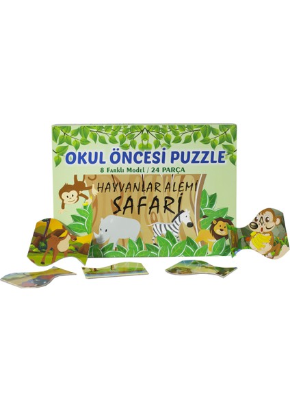 Okul Öncesi Hayvanlar Alemi Puzzle 8 Farklı Model 24 Parçalı