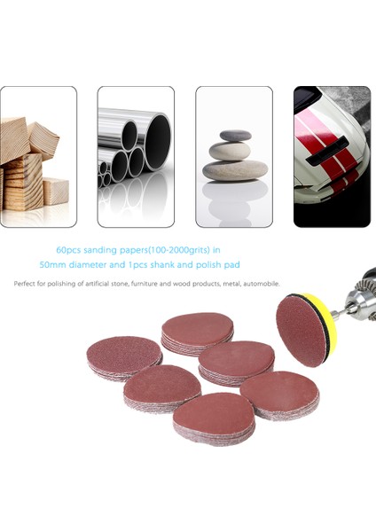 60 Adet 50MM Zımpara Diski Seti - Renkli (Yurt Dışından) fiyatları