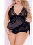 Kadın Saten Dantelli Fantezi Şort Takım For Dreams 8307 Siyah 1