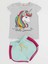 Çiçekli Unicorn Kız T-Shirt Şort Takım 3