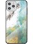 Apple iPhone 12 Pro / 12 Mermer Doku Temperli Cam + Pc + Tpu Telefon Kılıfı - Yeşil (Yurt Dışından) 1