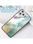 Apple iPhone 12 Pro / 12 Mermer Doku Temperli Cam + Pc + Tpu Telefon Kılıfı - Yeşil (Yurt Dışından) 2