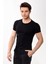 Erkek Slim Fit Basic Bisiklet Yaka Kısa Kollu T-Shirt Tişört Siyah 3