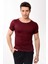 Erkek Slim Fit Basic Bisiklet Yaka Kısa Kollu T-Shirt Tişört Bordo 4