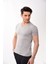 V Yaka Basic Slim Fit Erkek Tişört T-Shirt Gri 3